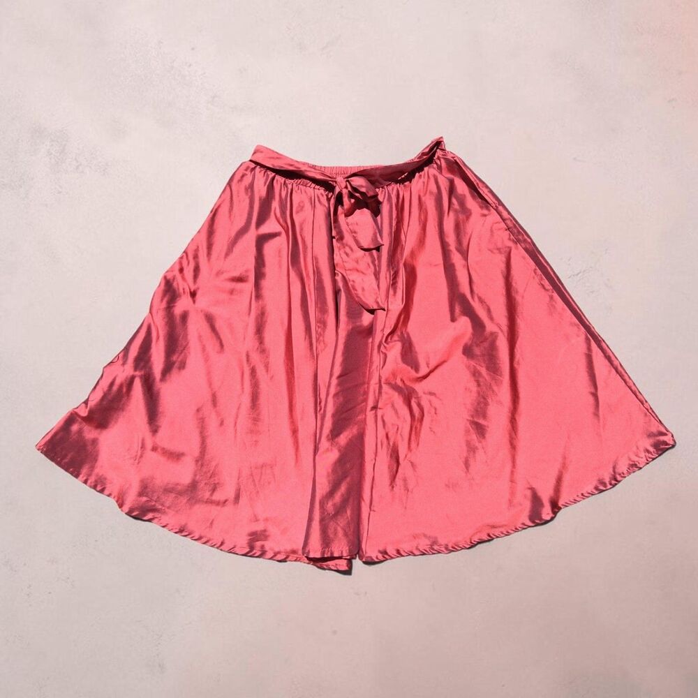 Ashley Stewart Satin Tie Waist A-Line Flare Midi Skirt- Size 22